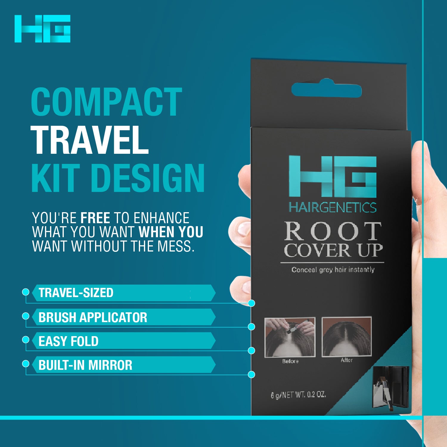 Root Cover Up – Instant Grey Hair Concealer, Compact for All Shades