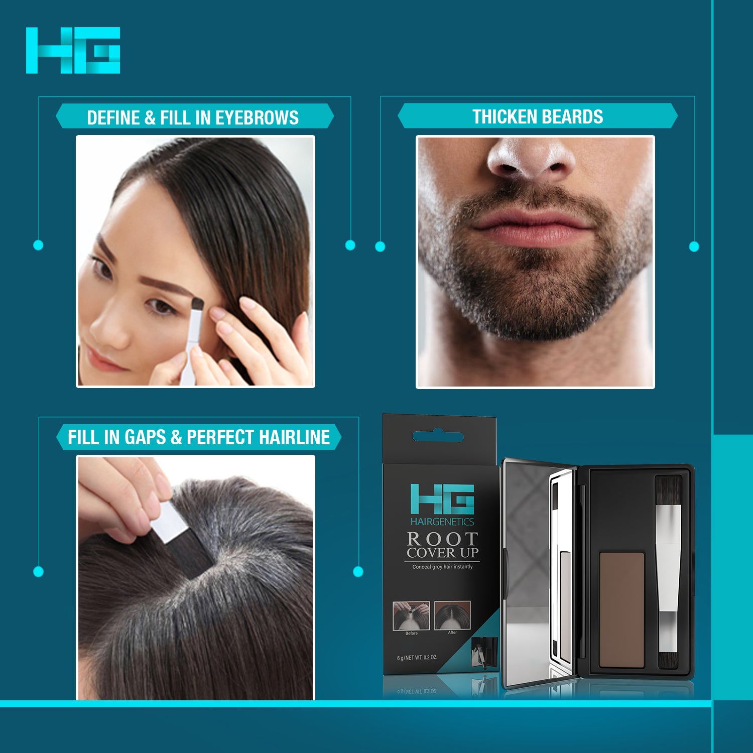 Root Cover Up – Instant Grey Hair Concealer, Compact for All Shades