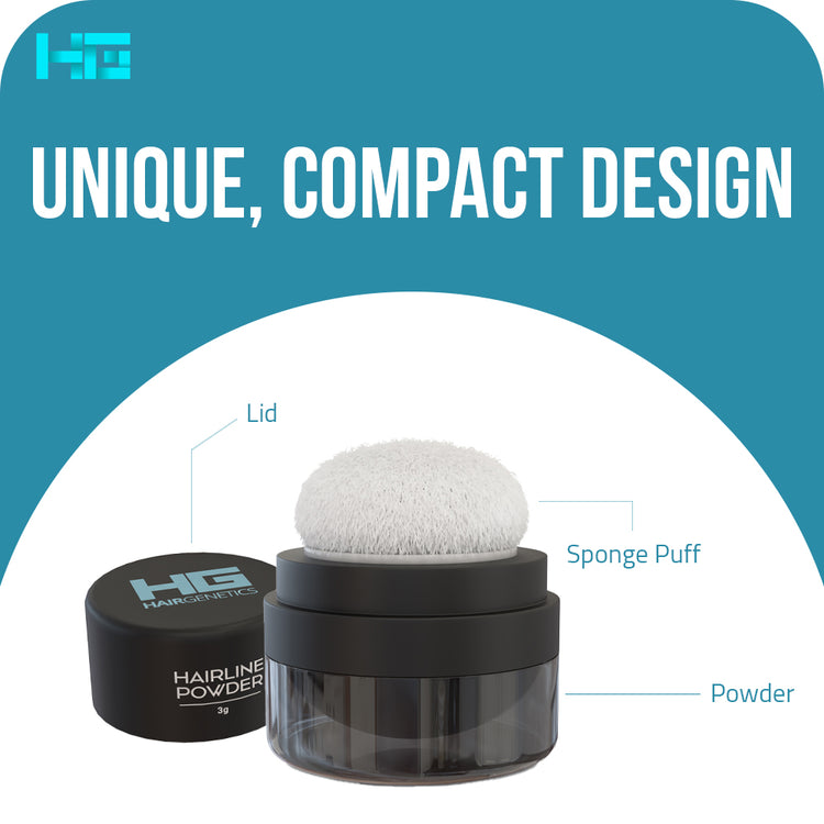 Hair Genetics Hairline Powder-Instant Coverage of Bald Spots and Grey Roots-Thickens Beards Root Concealer with Puff